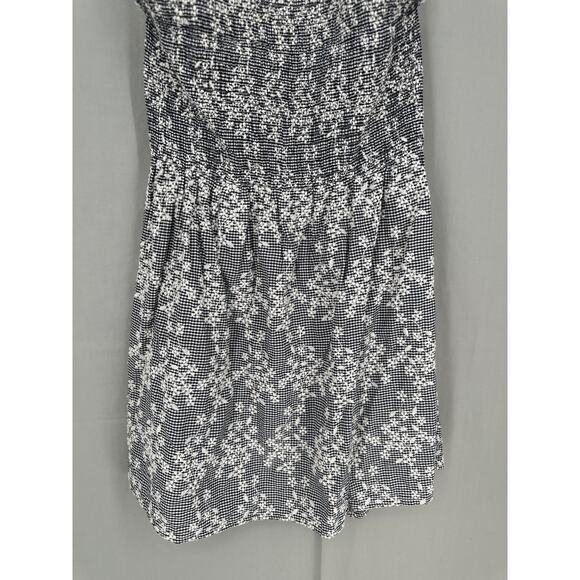 Zara Dress Women Medium Black Mini Gingham Plaid Floral Halter Open Back Cottage - Picture 6 of 9